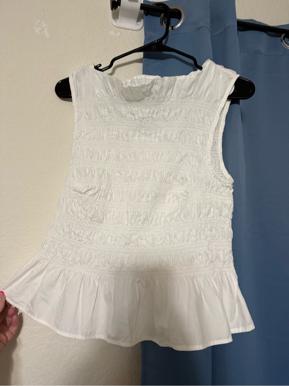 Smocked White Sleeveless Peplum Tank Top
